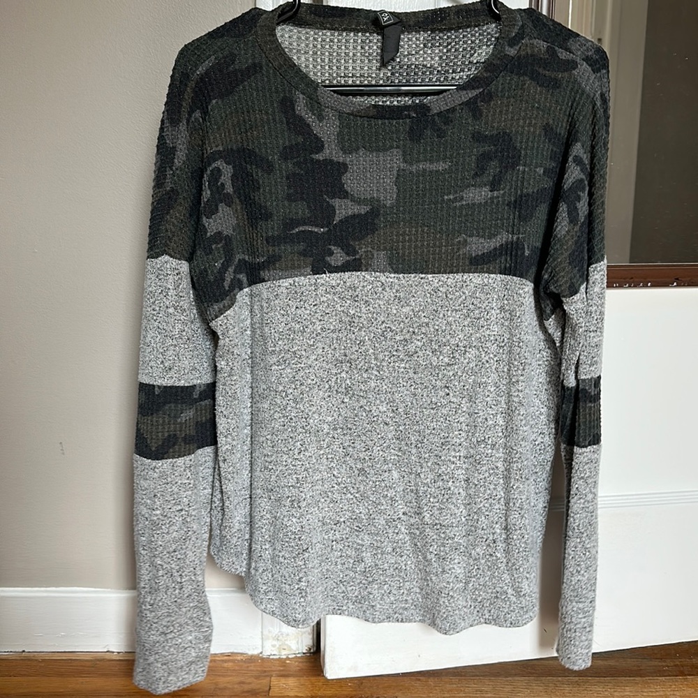 Camo and gray sweater